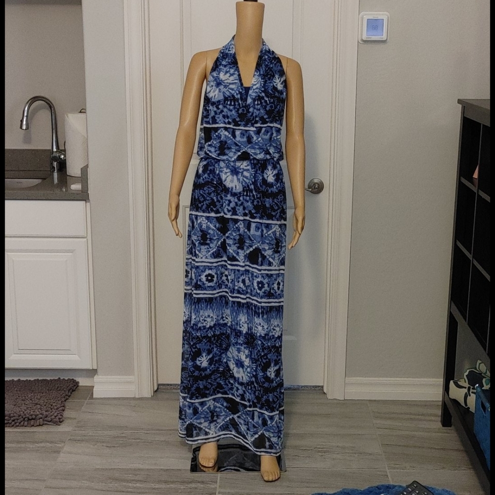 Fully lined blue maxi dress